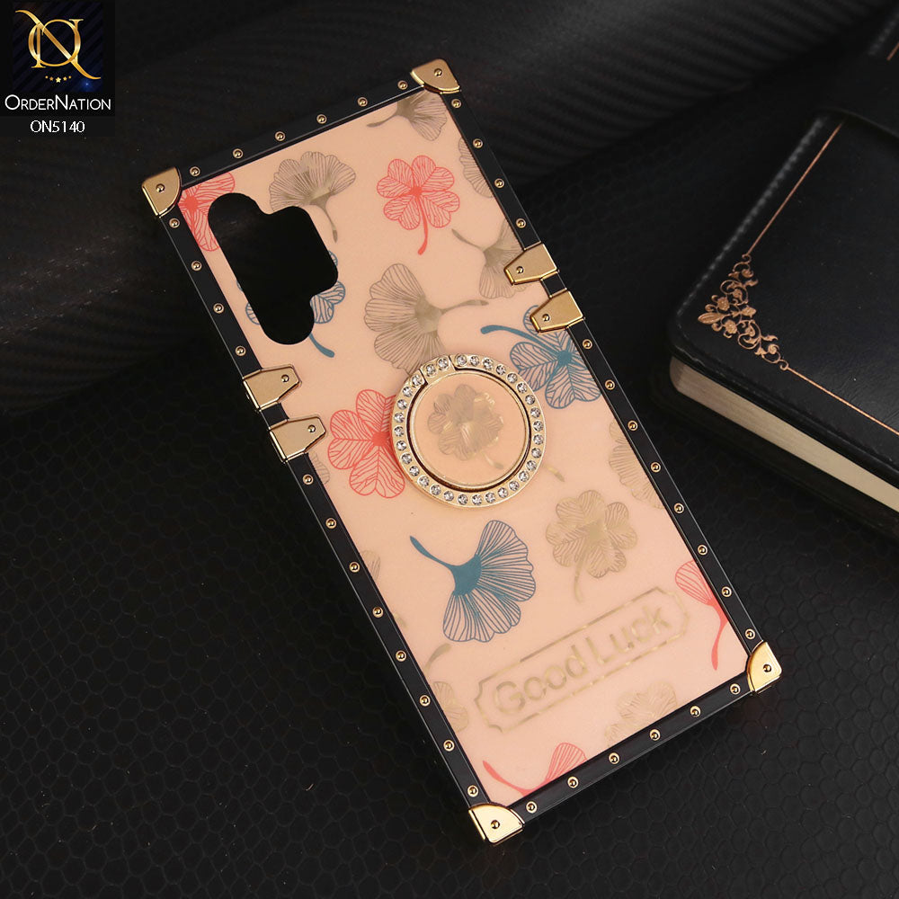 Samsung Galaxy A32 Cover - Rose Gold - Trendy Style Good Luck Floral Square Trunk Soft Case With Holder