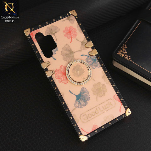 Samsung Galaxy A32 Cover - Rose Gold - Trendy Style Good Luck Floral Square Trunk Soft Case With Holder