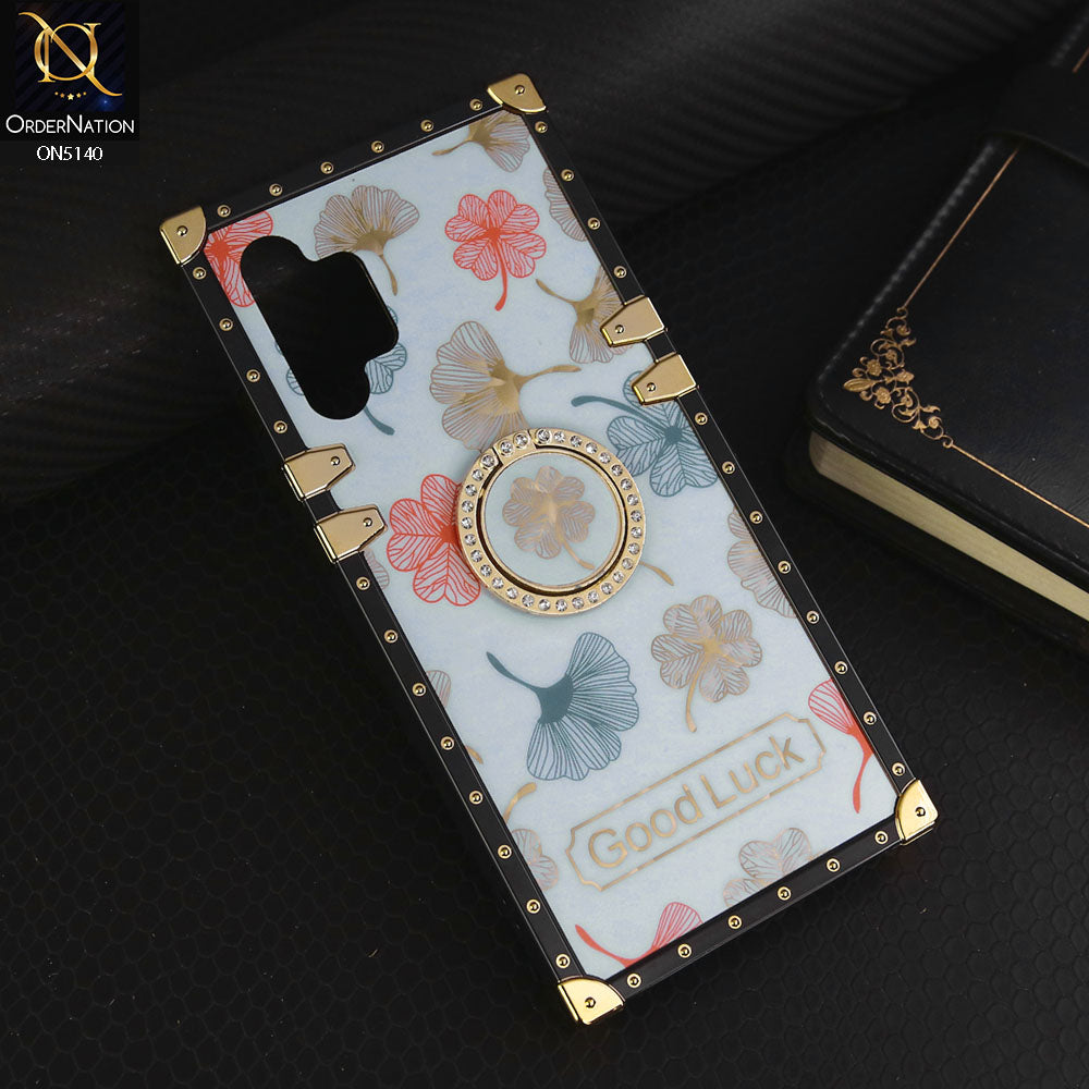 Samsung Galaxy A32 Cover - Sky Blue - Trendy Style Good Luck Floral Square Trunk Soft Case With Holder