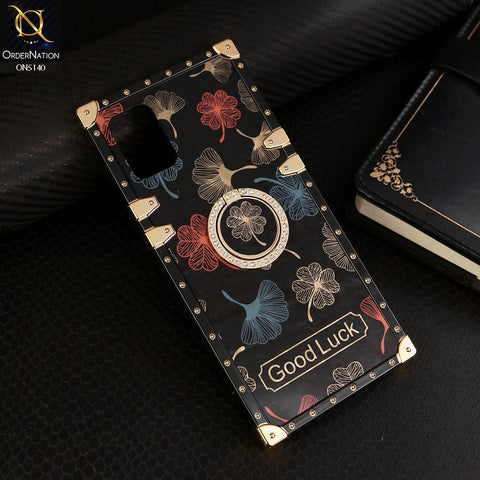 Samsung Galaxy A51 Cover - Black - Trendy Style Good Luck Floral Square Trunk Soft Case With Holder