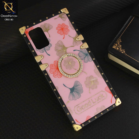 Samsung Galaxy A51 Cover - Pink - Trendy Style Good Luck Floral Square Trunk Soft Case With Holder
