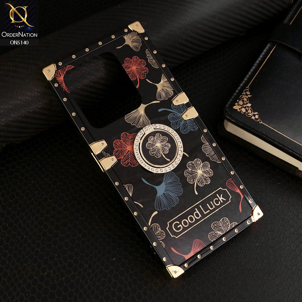 Tecno Pop 8 Cover - Black - Trendy Style Good Luck Floral Square Trunk Soft Case With Holder