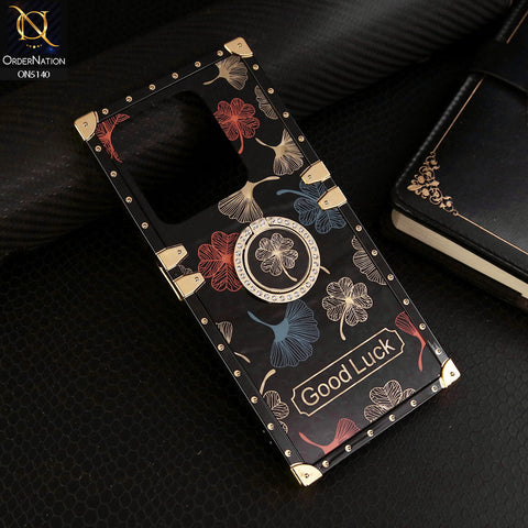 Tecno Pop 8 Cover - Black - Trendy Style Good Luck Floral Square Trunk Soft Case With Holder
