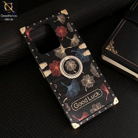 Tecno Spark 10 Cover - Black - Trendy Style Good Luck Floral Square Trunk Soft Case With Holder