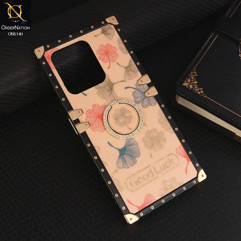 Tecno Spark 10C Cover - Rose Gold - Trendy Style Good Luck Floral Square Trunk Soft Case With Holder