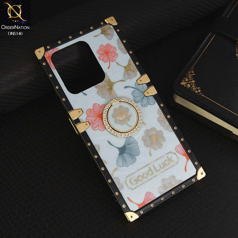 Tecno Spark 10 Cover - Sky Blue - Trendy Style Good Luck Floral Square Trunk Soft Case With Holder