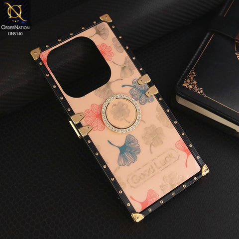 Tecno Spark 20 Pro Cover - Rose Gold - Trendy Style Good Luck Floral Square Trunk Soft Case With Holder