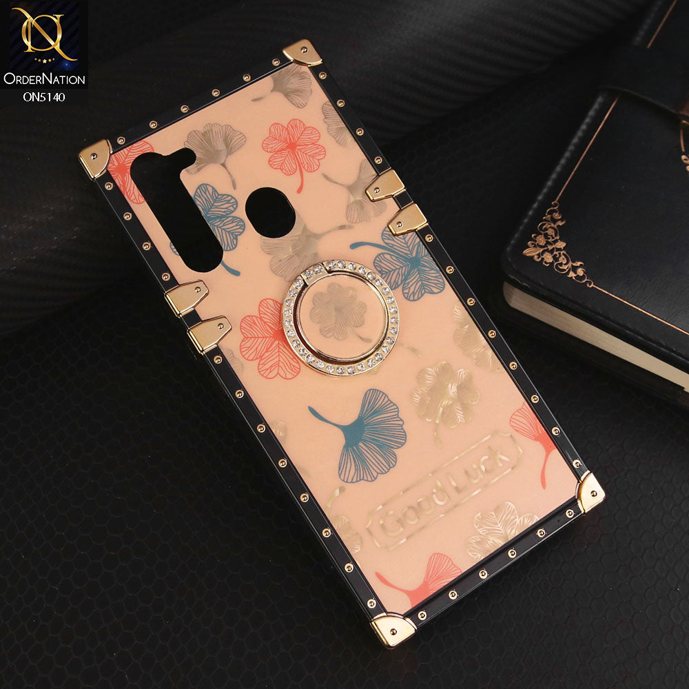 Tecno Spark 8C Cover - Rose Gold - Trendy Style Good Luck Floral Square Trunk Soft Case With Holder