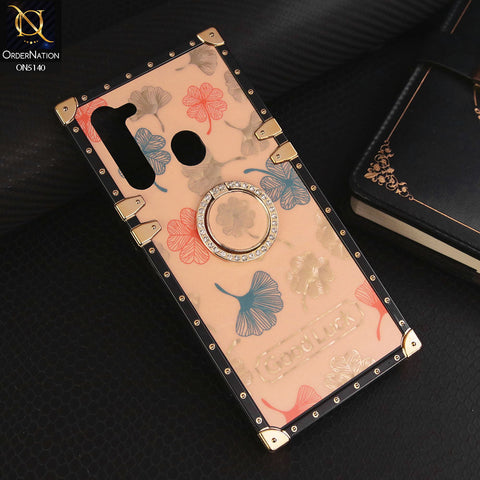 Tecno Spark 8C Cover - Rose Gold - Trendy Style Good Luck Floral Square Trunk Soft Case With Holder