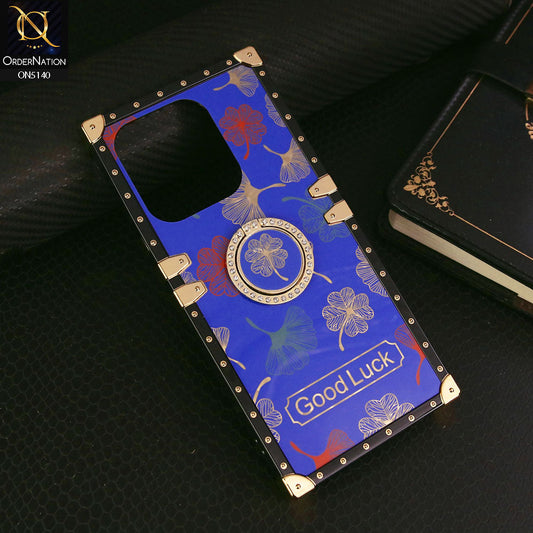 Tecno Pop 7  Cover - Blue - Trendy Style Good Luck Floral Square Trunk Soft Case With Holder