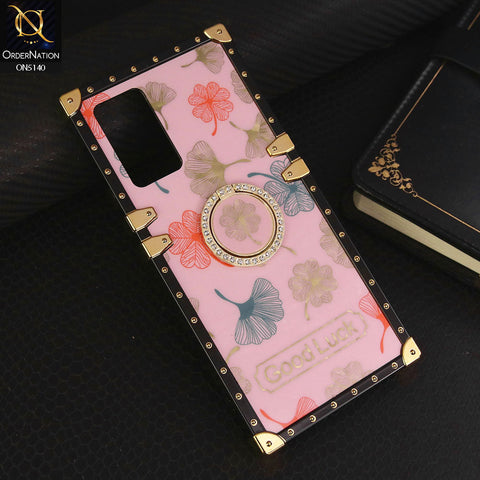 Vivo V21e Cover - Pink - Trendy Style Good Luck Floral Square Trunk Soft Case With Holder