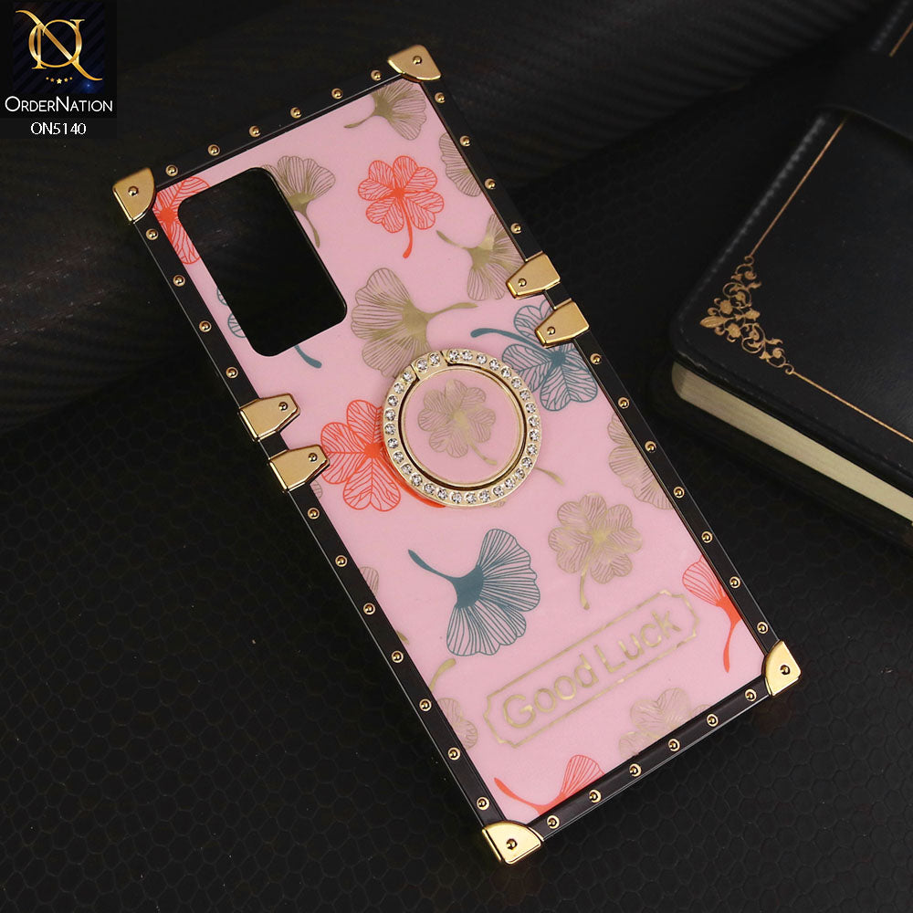 Vivo Y73 Cover - Pink - Trendy Style Good Luck Floral Square Trunk Soft Case With Holder