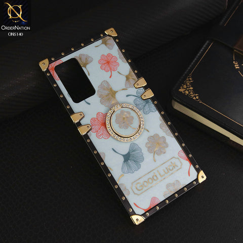 Vivo V21e Cover - Sky Blue - Trendy Style Good Luck Floral Square Trunk Soft Case With Holder