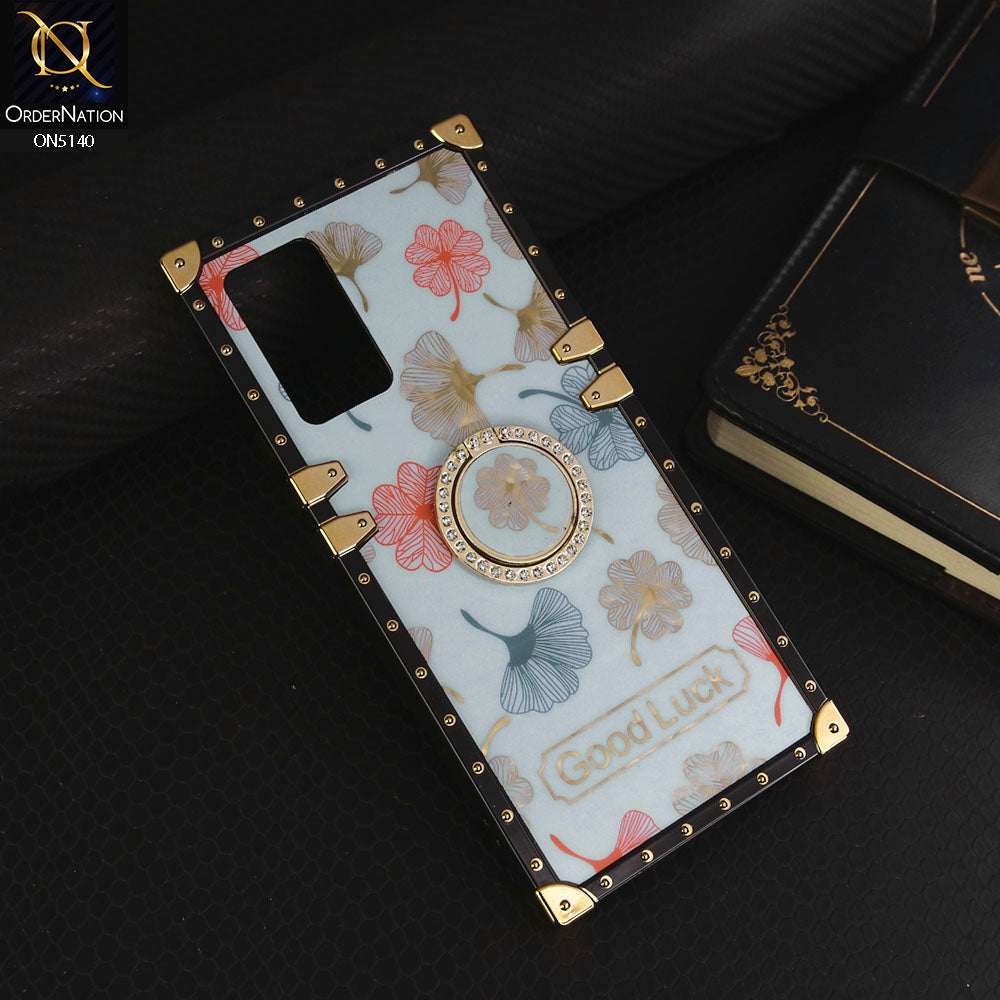 Vivo Y73 Cover - Sky Blue - Trendy Style Good Luck Floral Square Trunk Soft Case With Holder