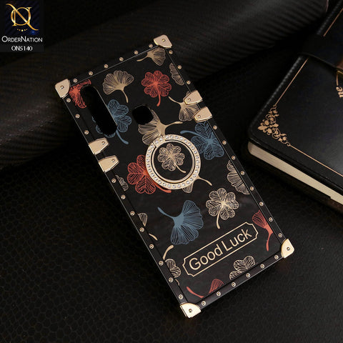 Vivo Y15 Cover - Black - Trendy Style Good Luck Floral Square Trunk Soft Case With Holder