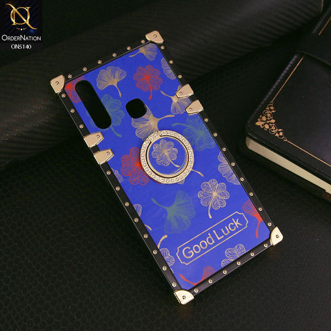 Vivo Y15 Cover - Blue - Trendy Style Good Luck Floral Square Trunk Soft Case With Holder