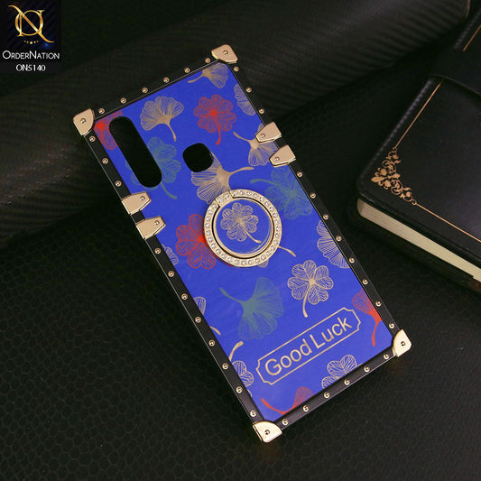 vivo Y11 (2019) Cover - Blue - Trendy Style Good Luck Floral Square Trunk Soft Case With Holder