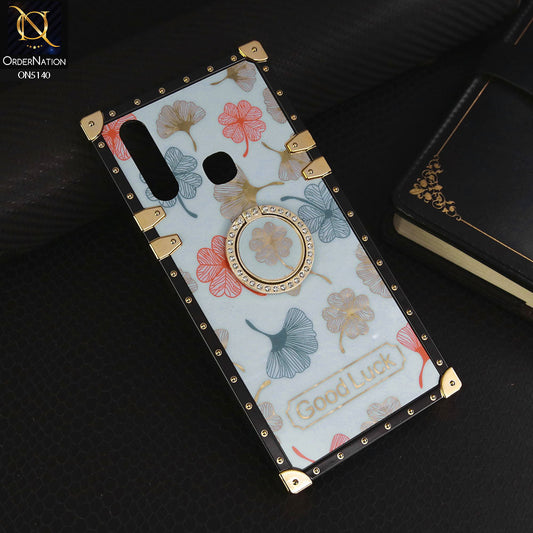 vivo Y11 (2019) Cover - Sky Blue - Trendy Style Good Luck Floral Square Trunk Soft Case With Holder