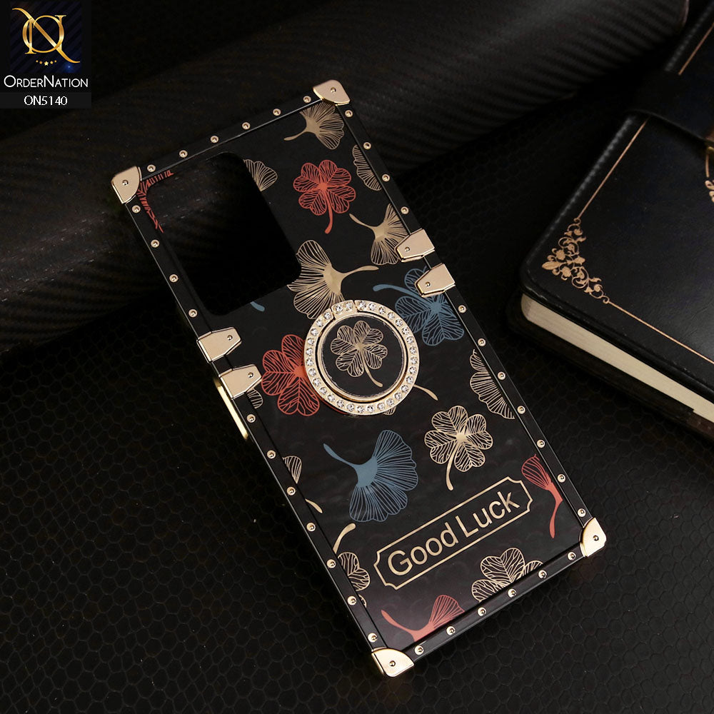 Vivo Y16 Cover - Black - Trendy Style Good Luck Floral Square Trunk Soft Case With Holder
