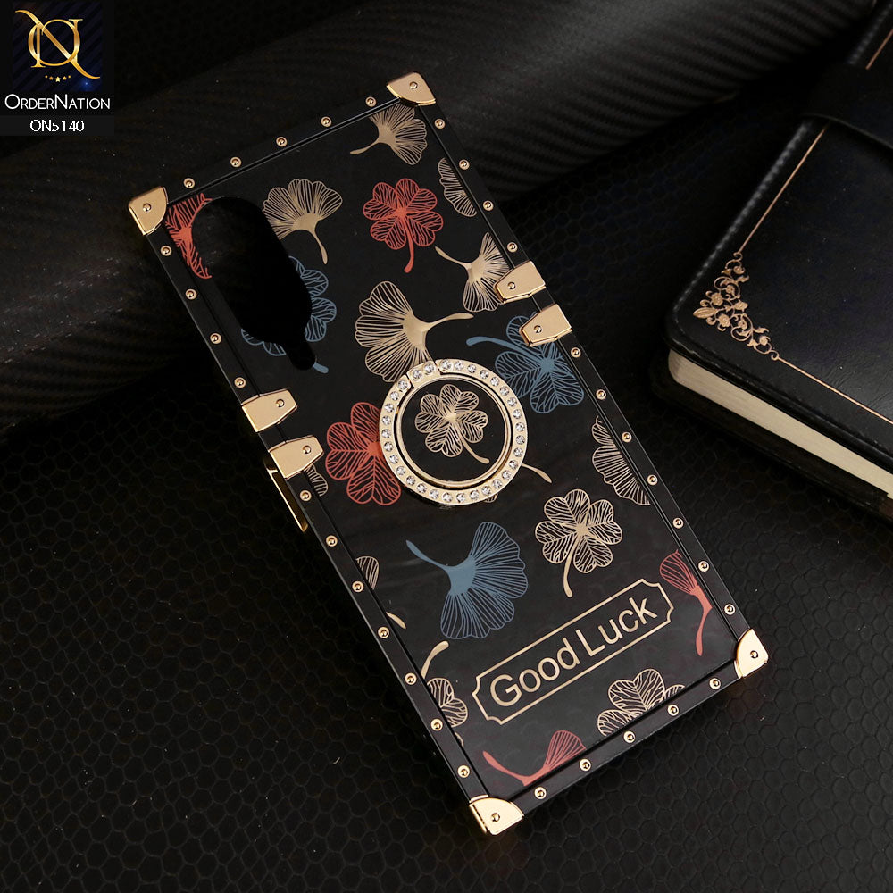 Vivo Y17s Cover - Black - Trendy Style Good Luck Floral Square Trunk Soft Case With Holder
