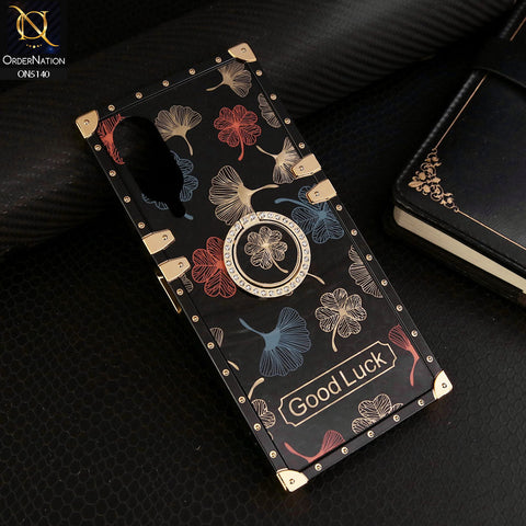 Vivo Y17s Cover - Black - Trendy Style Good Luck Floral Square Trunk Soft Case With Holder