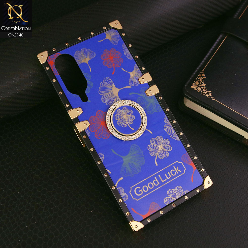 Vivo Y17s Cover - Blue - Trendy Style Good Luck Floral Square Trunk Soft Case With Holder