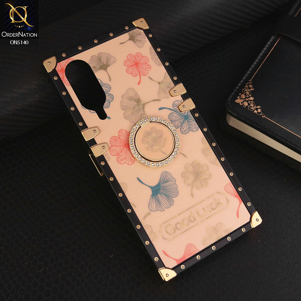 Vivo Y17s Cover - Rose Gold - Trendy Style Good Luck Floral Square Trunk Soft Case With Holder