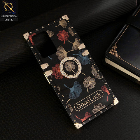 Vivo Y21G Cover - Black - Trendy Style Good Luck Floral Square Trunk Soft Case With Holder