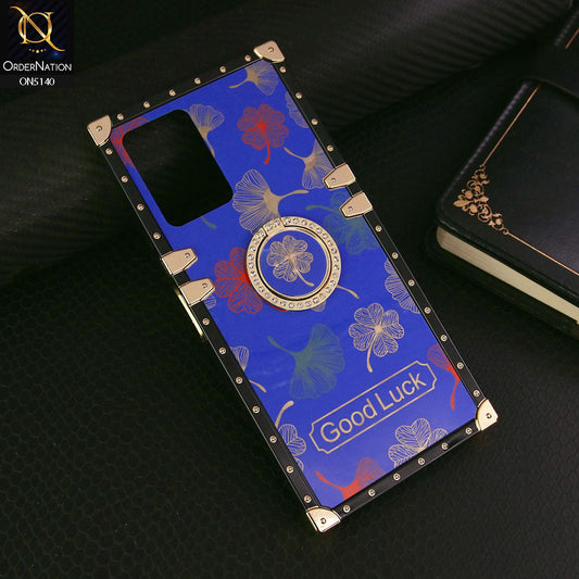 Vivo Y21 Cover - Blue - Trendy Style Good Luck Floral Square Trunk Soft Case With Holder