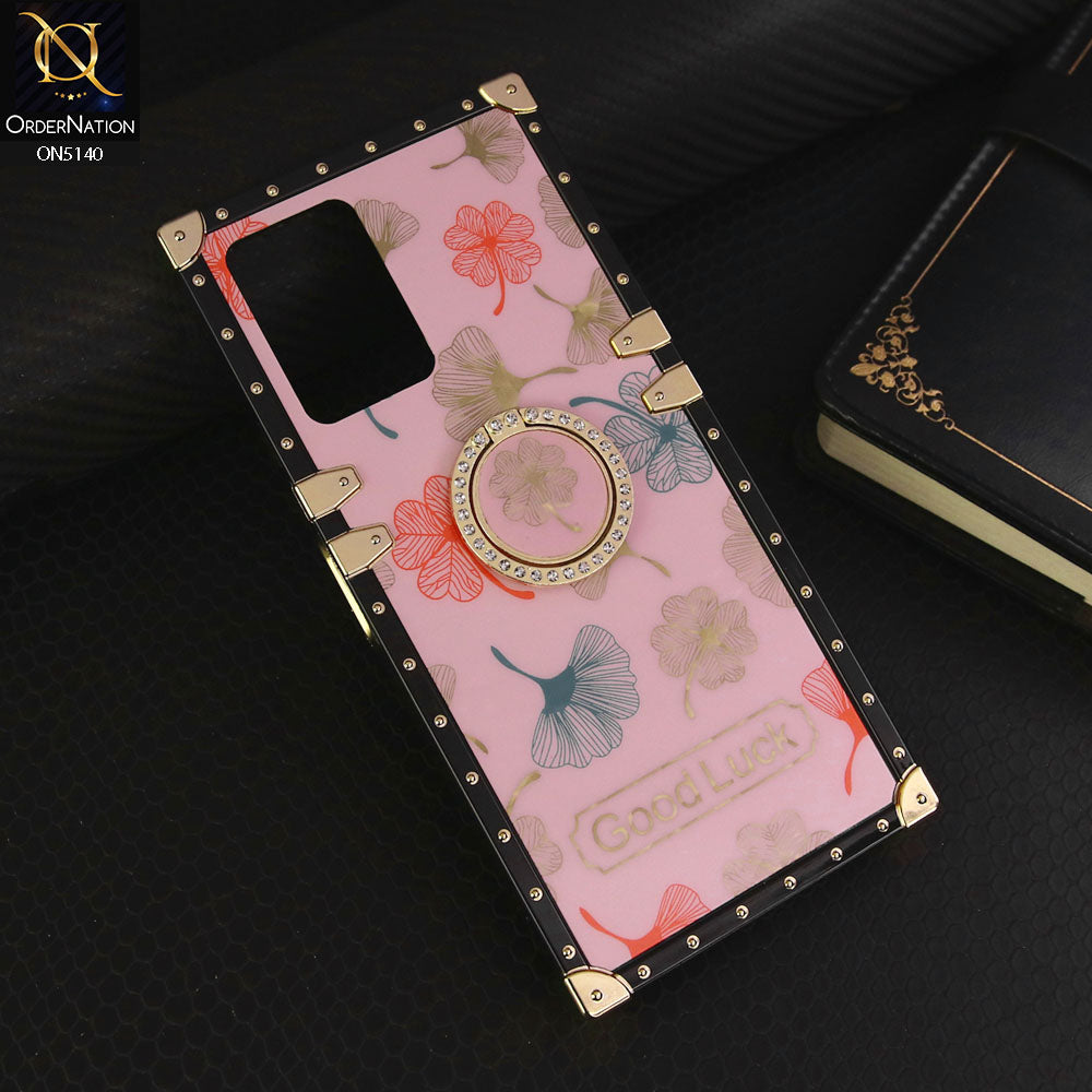 Vivo Y21t Cover - Pink - Trendy Style Good Luck Floral Square Trunk Soft Case With Holder