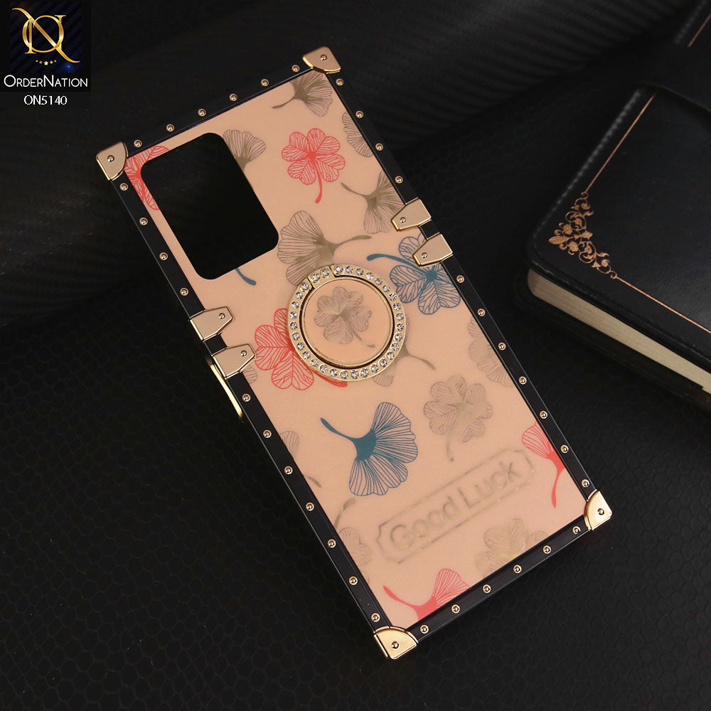 Vivo Y21a Cover - Rose Gold - Trendy Style Good Luck Floral Square Trunk Soft Case With Holder
