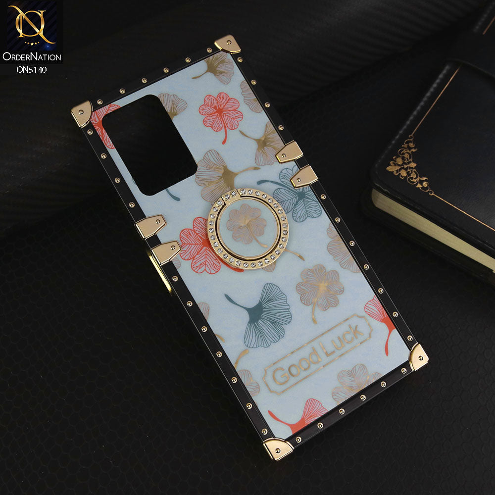 Vivo Y21a Cover - Sky Blue - Trendy Style Good Luck Floral Square Trunk Soft Case With Holder