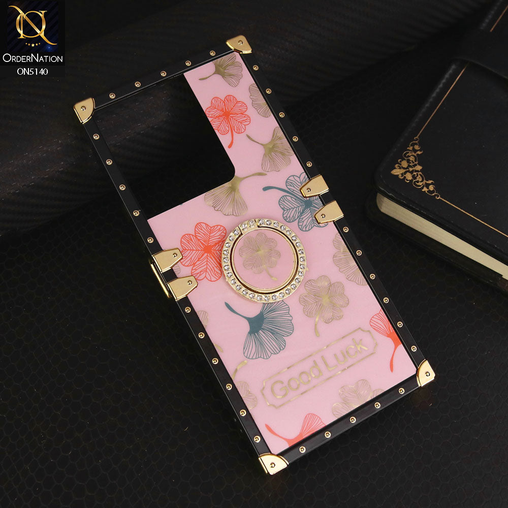 Vivo Y27s Cover - Pink - Trendy Style Good Luck Floral Square Trunk Soft Case With Holder