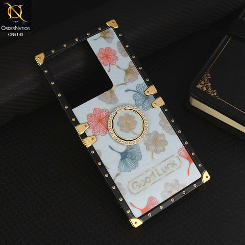 Vivo Y36 5G Cover - Sky Blue - Trendy Style Good Luck Floral Square Trunk Soft Case With Holder
