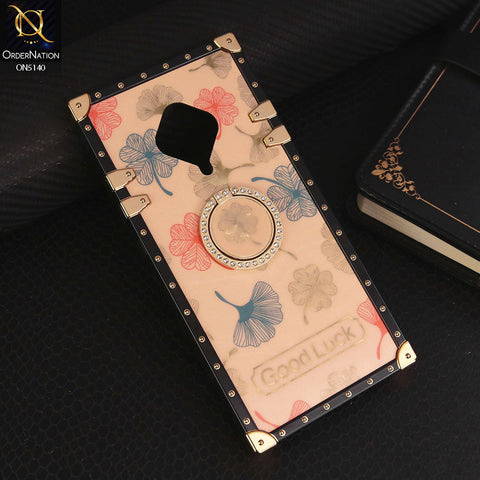 Vivo Y51 (2020 September) Cover - Rose Gold - Trendy Style Good Luck Floral Square Trunk Soft Case With Holder