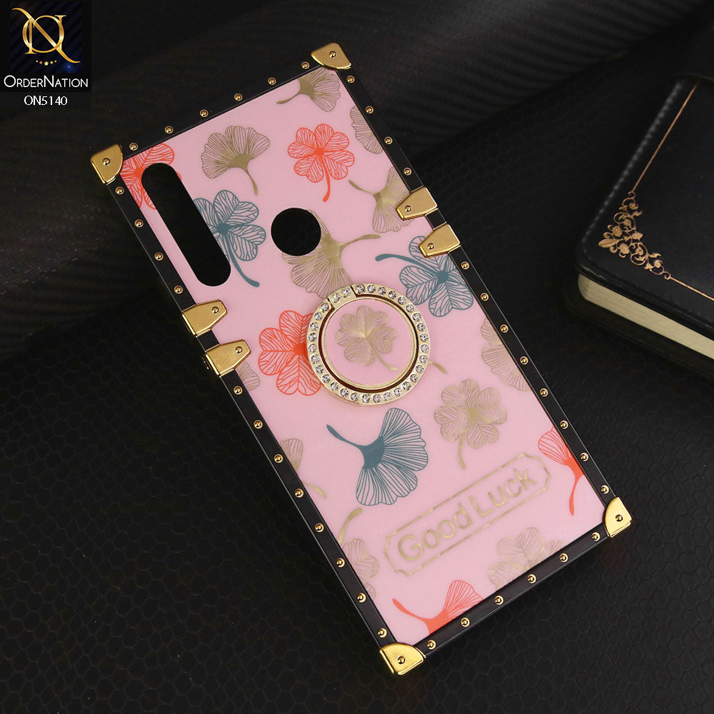 Honor 9X Cover - Pink - Trendy Style Good Luck Floral Square Trunk Soft Case With Holder