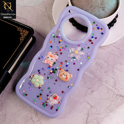 Tecno Camon 30 Cover - Lilac - Cute Cartoon Glitrty Helix Soft Borders Candy Colors Soft Protective Case (Glitter Does Not Move )