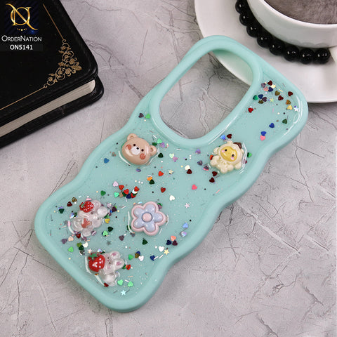 Oppo Reno 11F 5G Cover - Aqua - Cute Cartoon Glitrty Helix Soft Borders Candy Colors Soft Protective Case (Glitter Does Not Move )