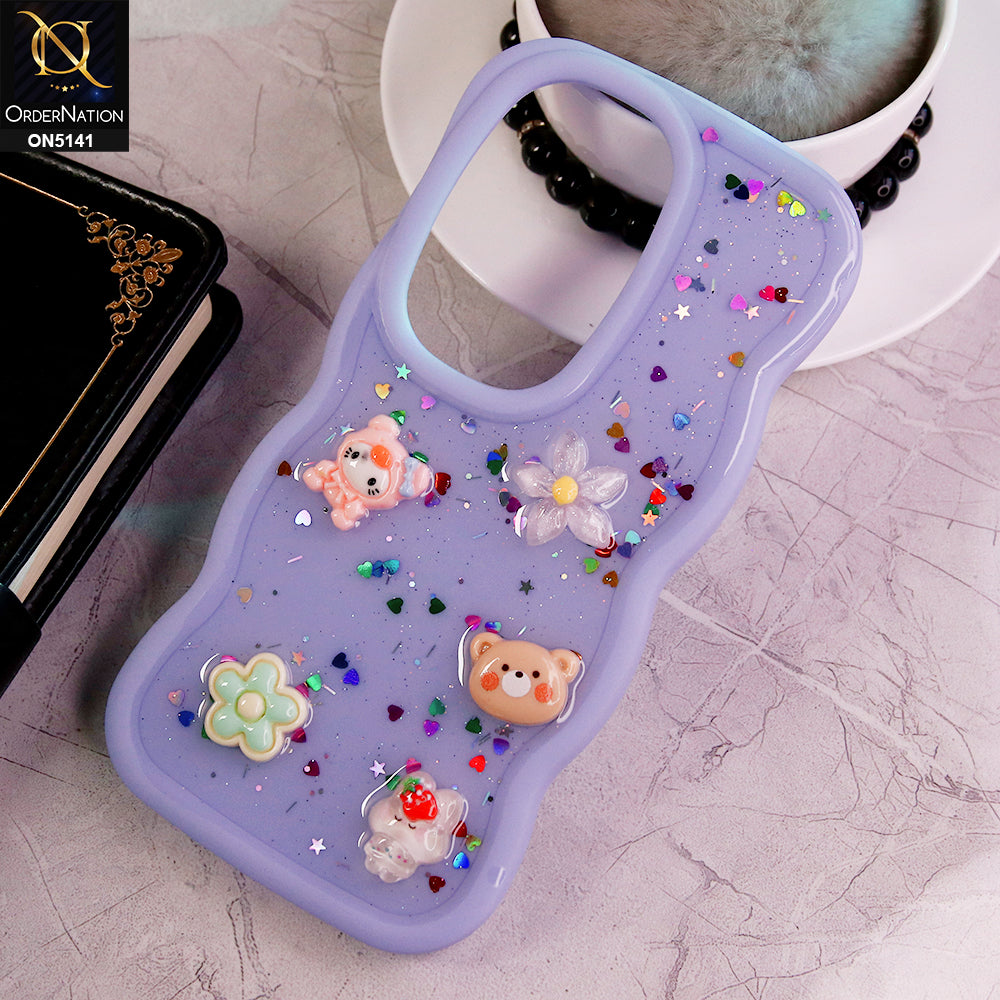 Oppo Reno 11F 5G Cover - Lilac - Cute Cartoon Glitrty Helix Soft Borders Candy Colors Soft Protective Case (Glitter Does Not Move )