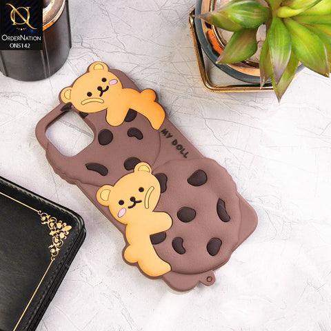 iPhone 11 Cover - Brown - 3D Cartoon Kawaii Cookie Soft Silicon Case