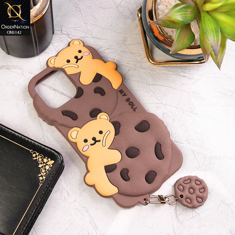 iPhone 12 Pro Max Cover - Brown - 3D Cartoon Kawaii Cookie Soft Silicon Case
