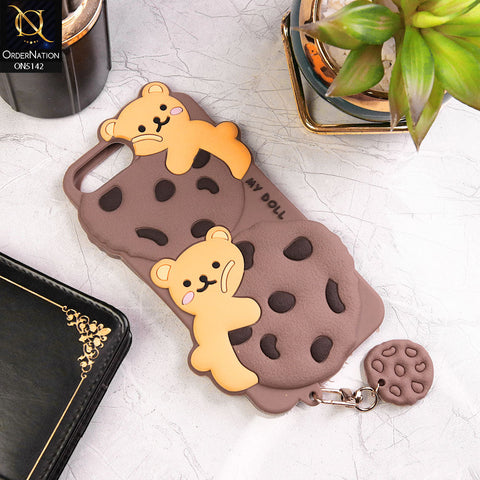 iPhone 8 Plus / 7 Plus Cover - Brown - 3D Cartoon Kawaii Cookie Soft Silicon Case