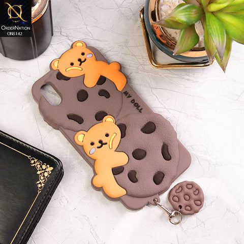 iPhone XS Max Cover - Brown - 3D Cartoon Kawaii Cookie Soft Silicon Case