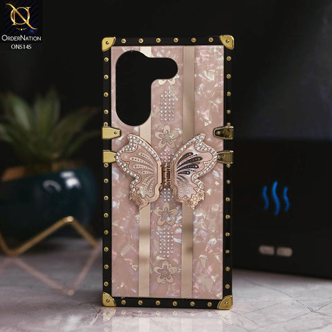 Tecno Camon 20 - Rose Gold - Luxury Shiny Rhinestone Butterfly Electroplated Square Trunk Soft Case