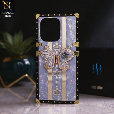 Xiaomi Redmi Note 13 - lilac - Luxury Shiny Rhinestone Butterfly Electroplated Square Trunk Soft Case