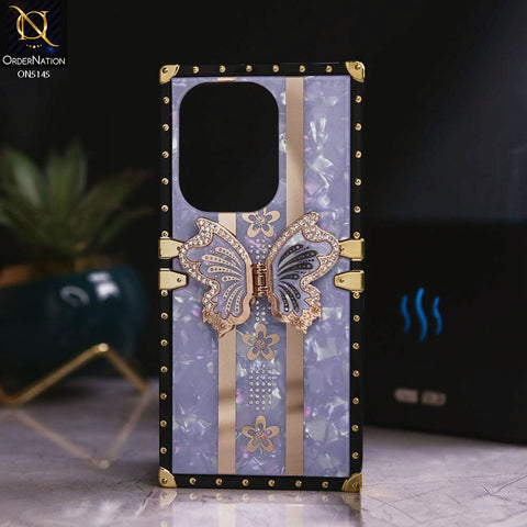 Xiaomi Poco M6 Pro 4G - lilac - Luxury Shiny Rhinestone Butterfly Electroplated Square Trunk Soft Case