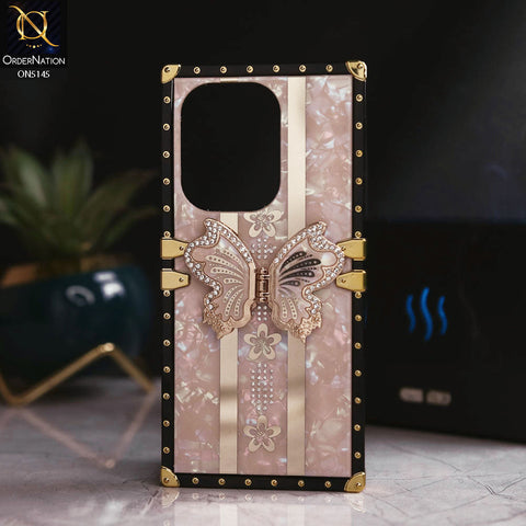 Xiaomi Redmi Note 13 Pro 4G - Rose Gold - Luxury Shiny Rhinestone Butterfly Electroplated Square Trunk Soft Case