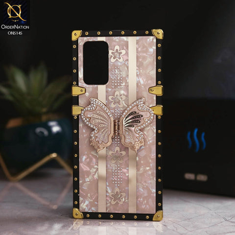 Samsung Galaxy A13 - Rose Gold - Luxury Shiny Rhinestone Butterfly Electroplated Square Trunk Soft Case