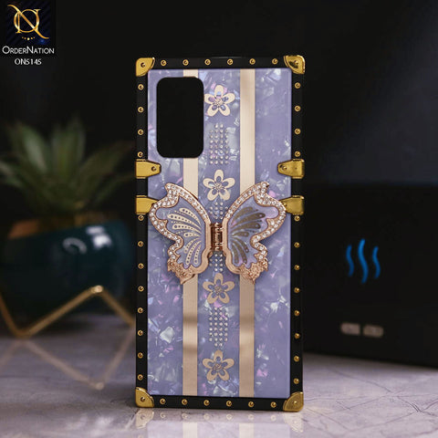 Samsung Galaxy A32 - lilac - Luxury Shiny Rhinestone Butterfly Electroplated Square Trunk Soft Case