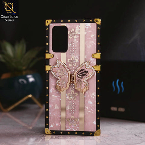 Samsung Galaxy A32 - Pink - Luxury Shiny Rhinestone Butterfly Electroplated Square Trunk Soft Case